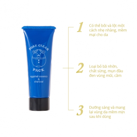 Mặt nạ loại bỏ mụn đầu đen vùng mũi, cằm PORE CLEAR PACK (EGGSHELL ESSENCE & CHARCOAL)