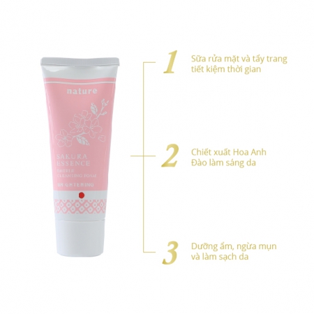 Sữa Rửa Mặt Tẩy Trang Làm Sáng Da - Nature Sakura Essence Nhật Bản