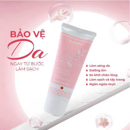 Sữa Rửa Mặt Tẩy Trang Làm Sáng Da - Nature Sakura Essence Nhật Bản