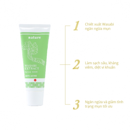 Sữa Rửa Mặt Ngừa Mụn Nature Wasabi Extract Nhật Bản