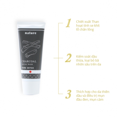 Sữa Rửa Mặt Se Khít Lỗ Chân Lông - Nature Charcoal Facial Wash