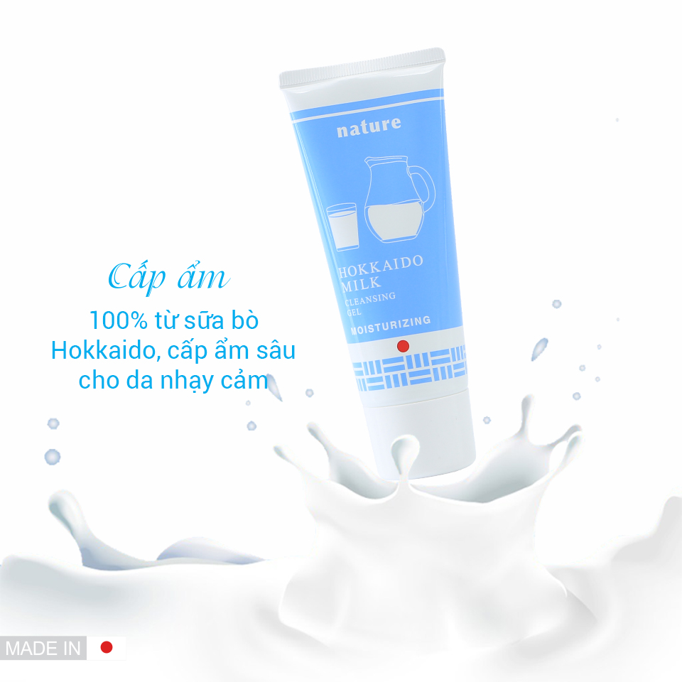 Nature Hokkaido Milk Cleansing Gel giúp làm sáng da và ngăn ngừa lão hóa